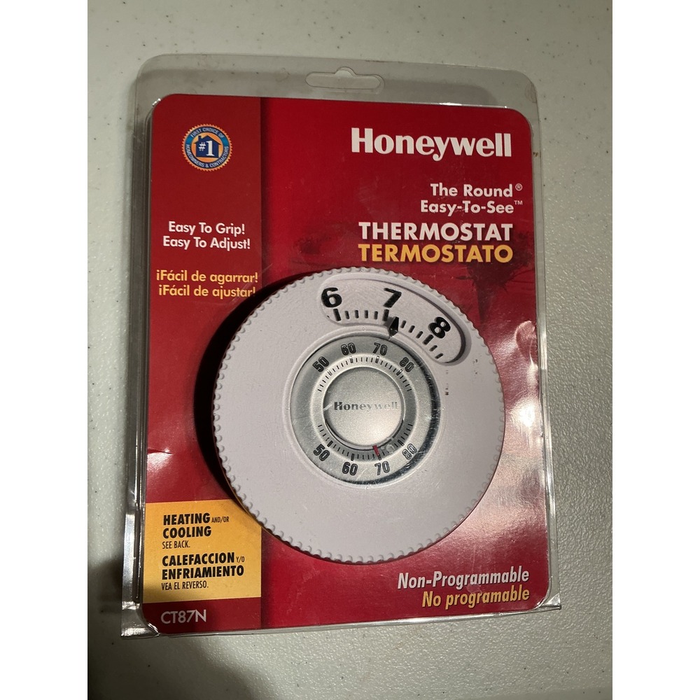 Honeywell CT87N The Round Easy-To-See Manual Thermostat Heating Cooling White